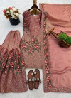 Pink Colour Pure Fendy Silk With Heavy Embroidery Sequence Work Readymade Suits Nsr 887